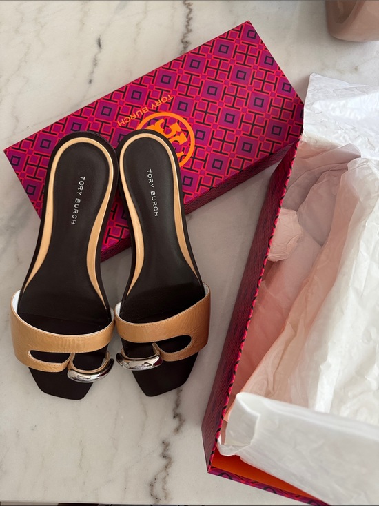 Tory Burch Shoes - 💚💚Tory Burch Pierced Slide Sandals in Cantucci/Silver
